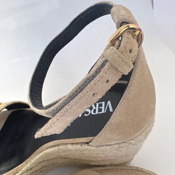 Versace Medusa ‘95 Beige Suede Espadrilles Women Wedge Sandals Size IT39 US7.5 - Picture 11 of 14